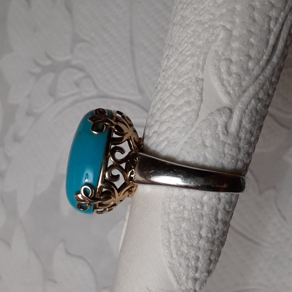 925 Genuine Turquoise, Gold over Sterling. FIRM. - Picture 3 of 16